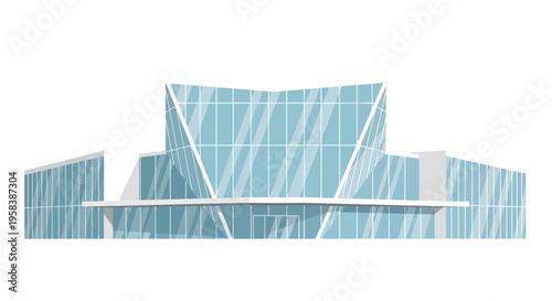 Modern Glass Building Facade with Geometric Design