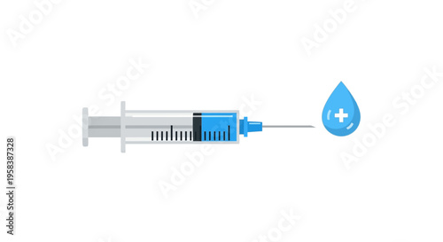 Medical syringe and droplet symbol of healthcare