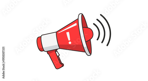 Megaphone announcement illustration simple graphic style isolated on white background