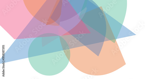 Abstract Geometric Shapes Overlapping, Transparent Colors, Modern Design Background