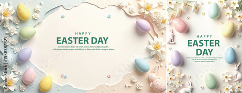 Elegant easter day background, Decorative happy easter day background for website, social media template