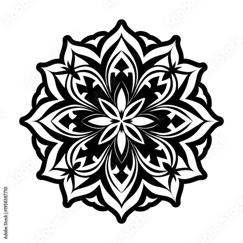 A solid style icon of symmetry flower tattoo