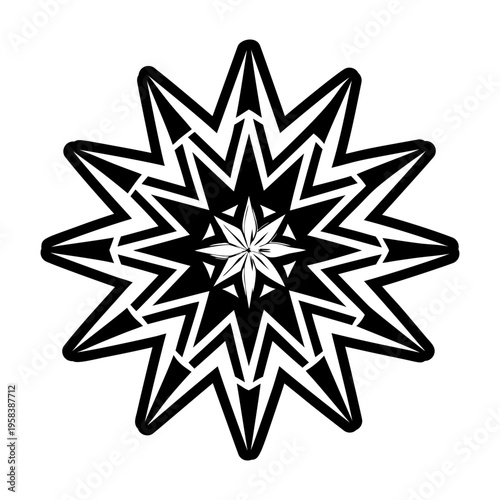 A filled style icon depicting starburst tattoo art