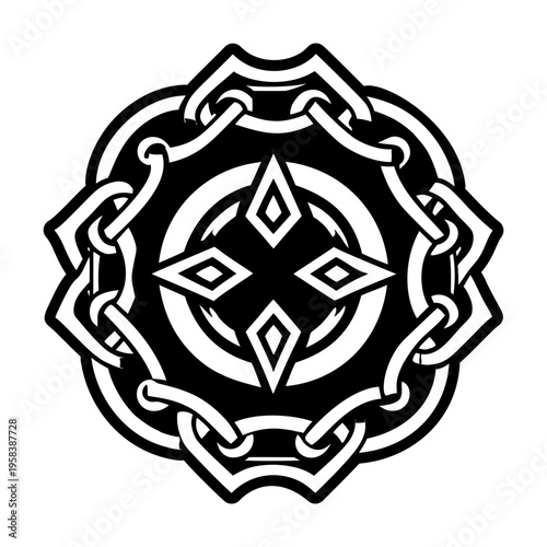 A glyph style icon of deco art tattoo