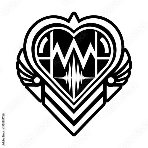 A solid style icon of heartbeat line tattoo