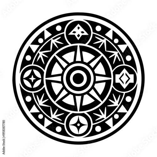 A glyph style icon showing astrology circle