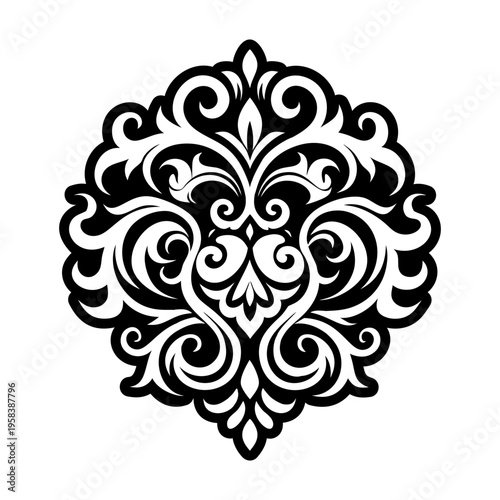 A filled style icon of baroque tattoo motif