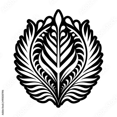 A solid style icon of fern leaf tattoo artwork