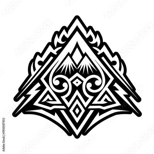 A glyph style icon of mountain tattoo