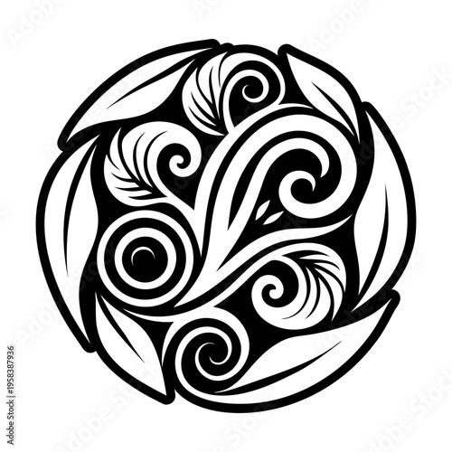 A glyph style icon of deco pattern tattoo