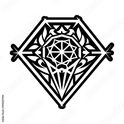 A glyph style icon showing diamond tattoo