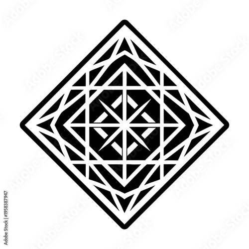 A solid style icon of deco grid tattoo