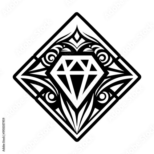 A glyph style icon of gem tattoo