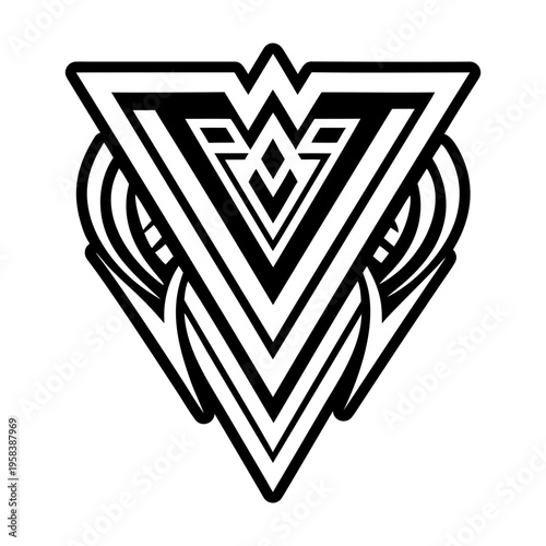 A glyph style icon of abstract arrow tattoo