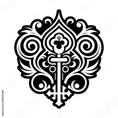 A solid style icon of key tattoo