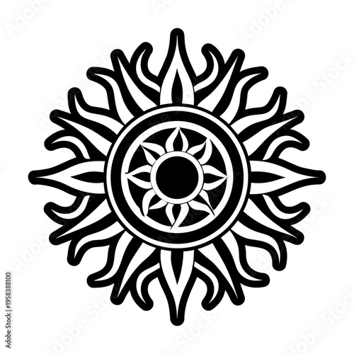 A glyph style icon showing geometric flower
