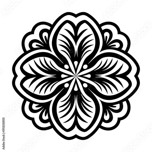 A solid style icon of symmetric flower tattoo