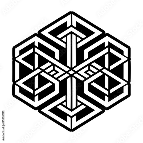 A filled style icon of geometric art