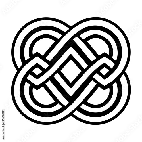 A glyph style icon of interlocked tattoo