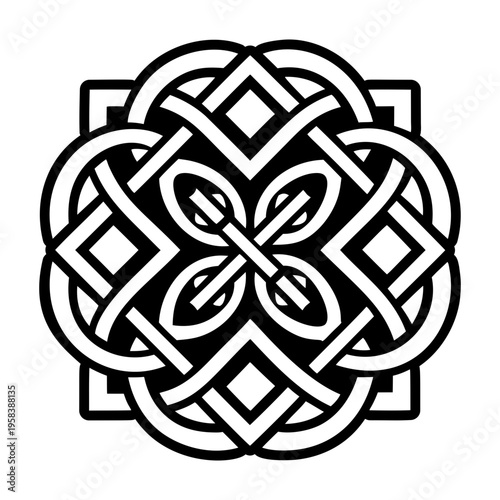 A solid style icon of interwoven tattoo