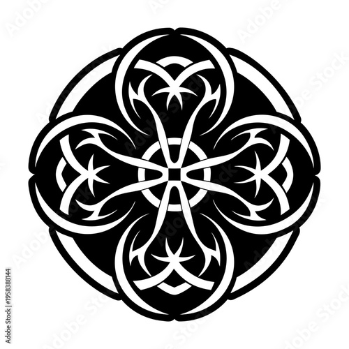 A filled style icon of intricate tattoo