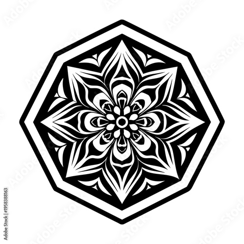 A glyph style icon of floral tattoo