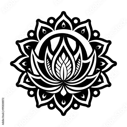 A solid style icon of lotus flower tattoo