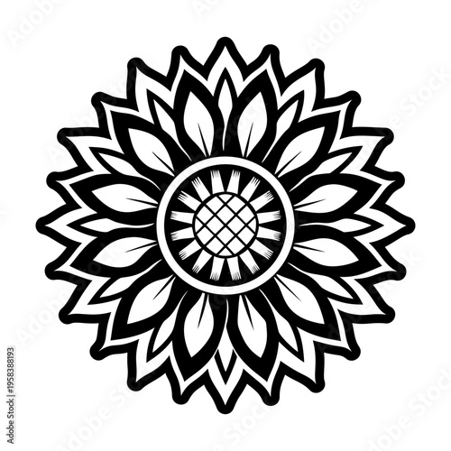 A glyph style icon of sunflower tattoo