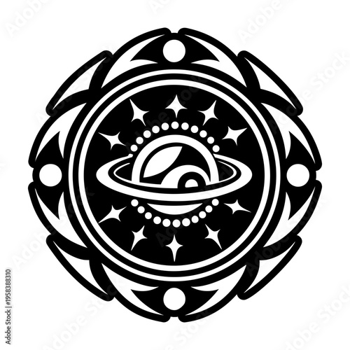 A solid style icon of planetary tattoo
