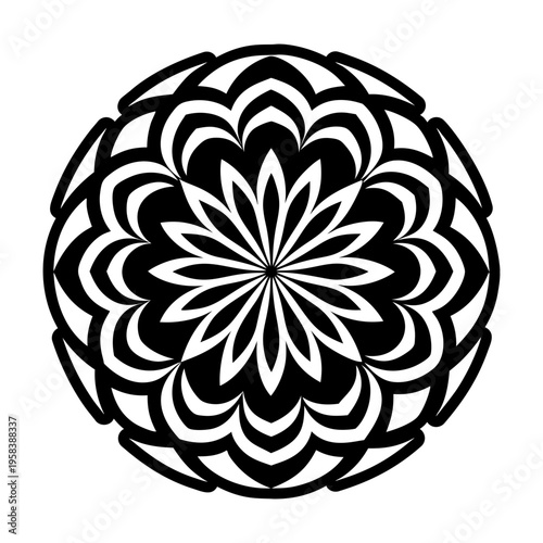 A filled style icon of symmetry flower
