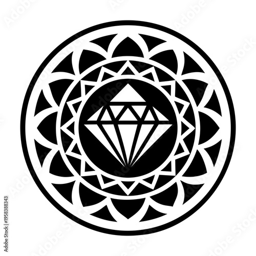 A filled style icon of jewel tattoo