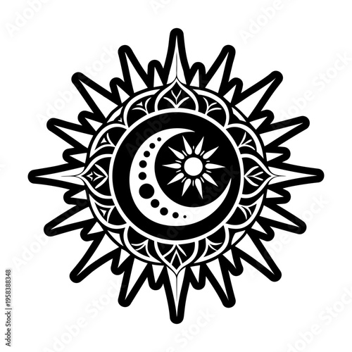 A glyph style icon of moon tattoo