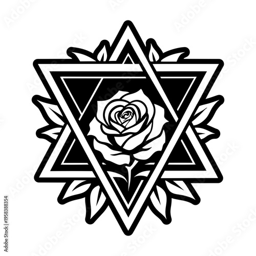 A glyph style icon of blooming rose