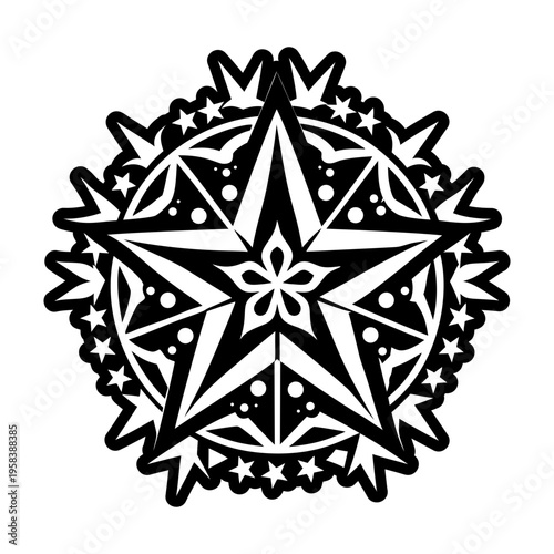 A glyph style icon of star tattoo