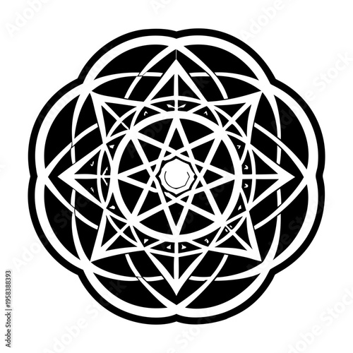 A solid style icon of sacred geometry tattoo