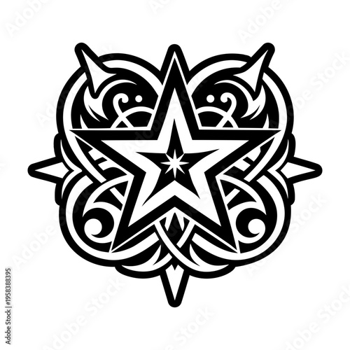 A solid style icon showing celestial star