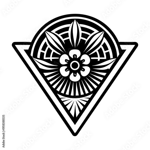 A filled style icon of floral motif tattoo