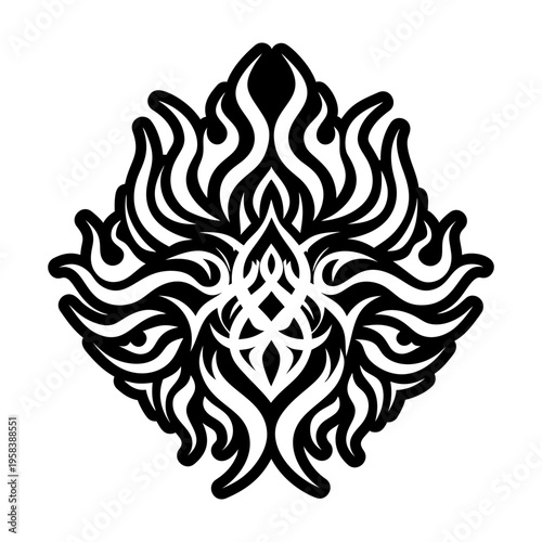 A glyph style icon of symmetric flame