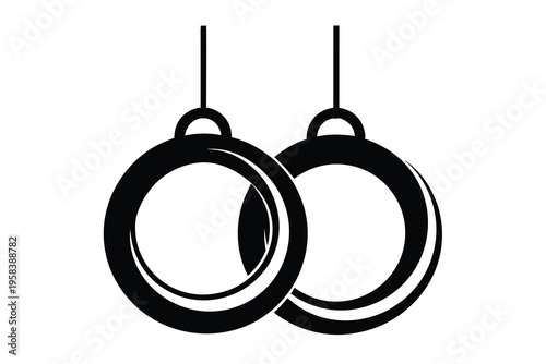 Professional athletic rings vector icon for fitness and gym.