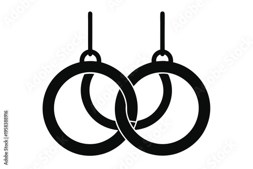 Professional athletic rings vector icon for fitness and gym.