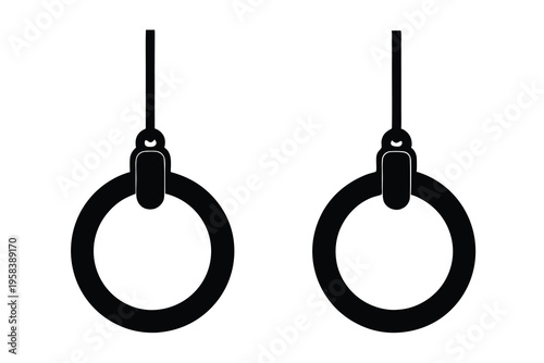 Gymnastics rings silhouette isolated on white background.