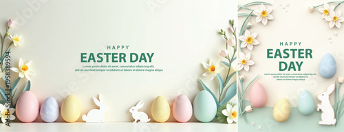 Elegant easter day background, Decorative happy easter day background for website, social media template