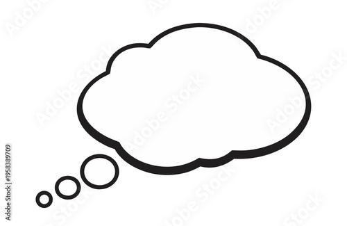 Thought Bubble Vector Illustration – Simple Comic Style Speech Cloud Isolated on Transparent Background