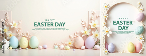 Elegant easter day background, Decorative happy easter day background for website, social media template