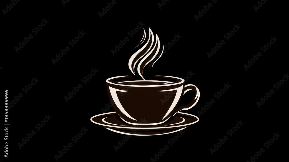 Obraz premium Elegant Minimalist Coffee Cup Design with Steam on Black Background