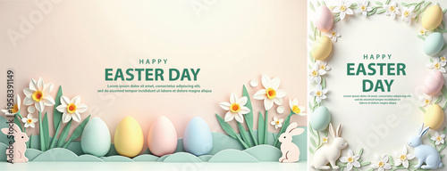 Elegant easter day background, Decorative happy easter day background for website, social media template