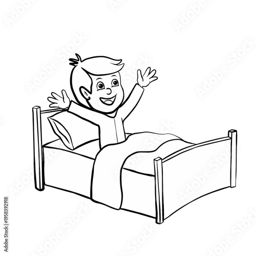 Illustration of a boy wake up