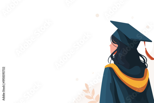 Female graduate in cap and gown - academic achievement celebration