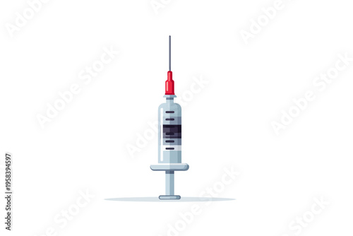 Medical injection syringe with needle on white background