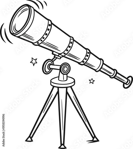 Vector illustration of a telescope on a tripod